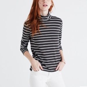 Madewell Whisper Cotton Turtleneck in Grey Stripe